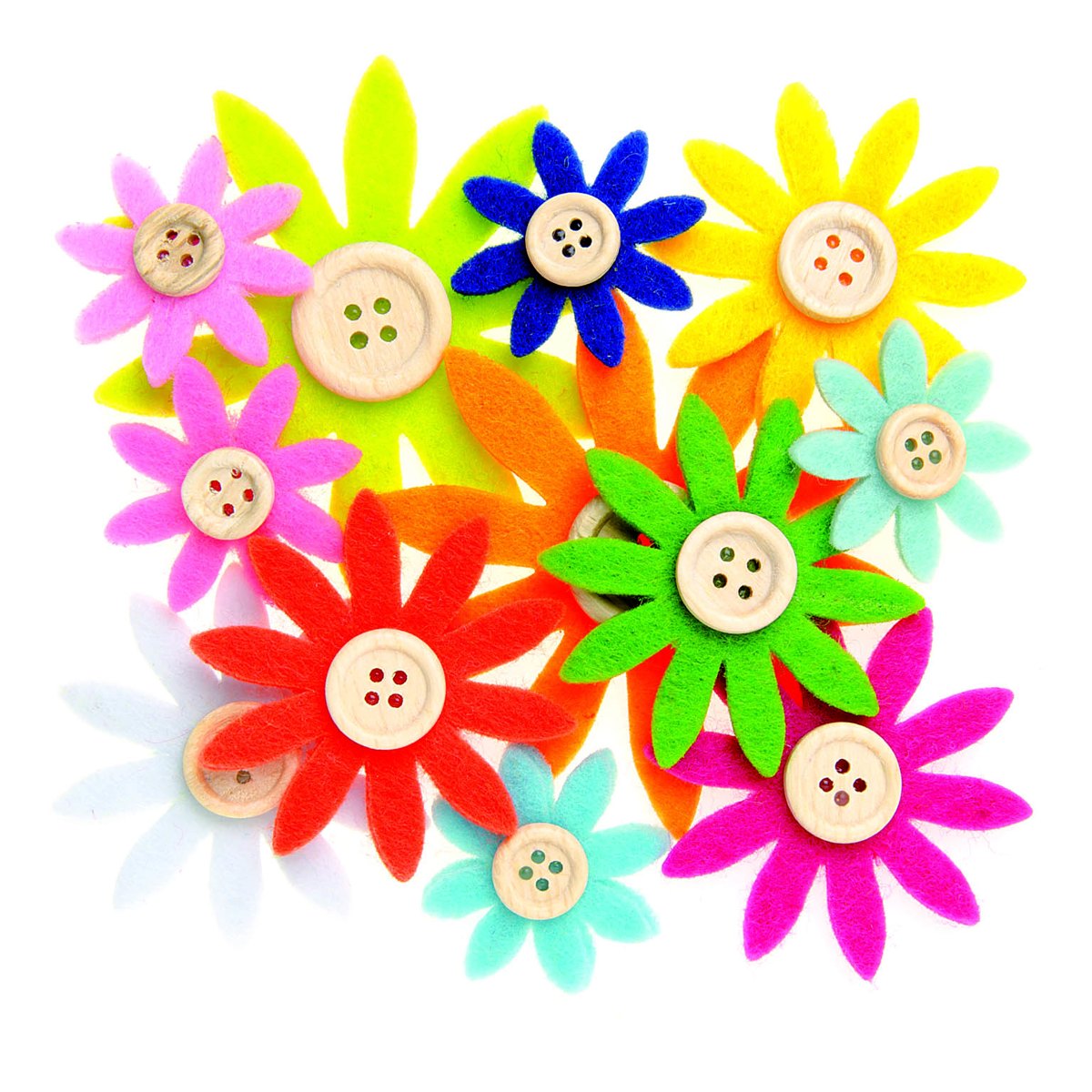 Felt flowers 3,5x7x0,3cm 12 pcs